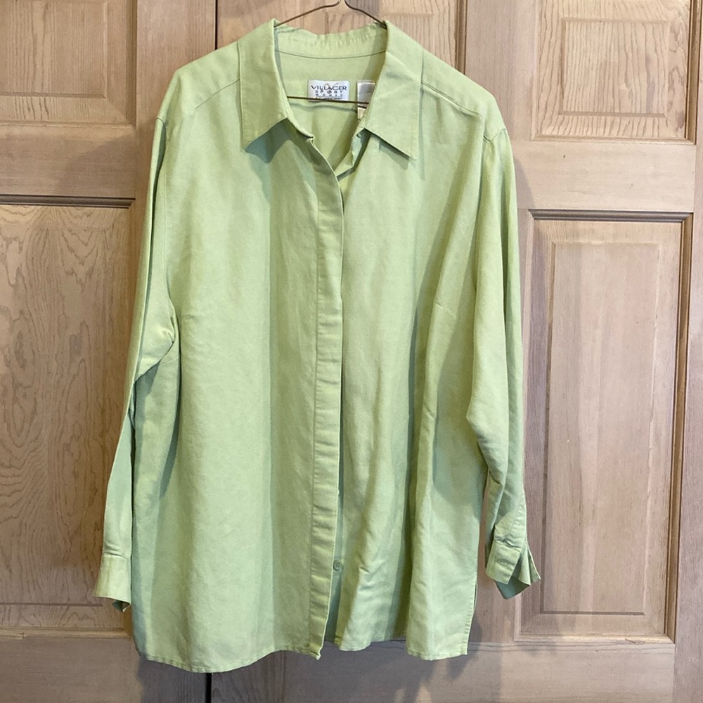Villager sport long sleeve chartreuse blouse, size 2X.